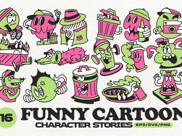 Funny cartoon character stories vol. 1 t shirt graphic design