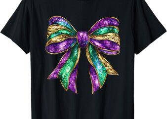 Mardi Gras Carnival Coquette Bow Cute For Teens Girls Kids T-Shirt