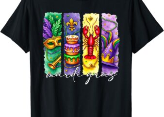 Mardi Gras Fleur De Lis Mask King Cake Crawfish Louisiana T-Shirt