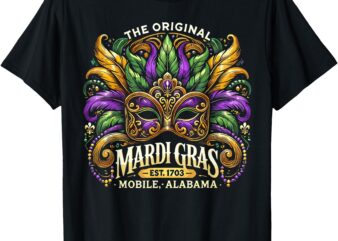 Mardi Gras Mask, The Original Mobile Alabama Mardi Gras T-Shirt