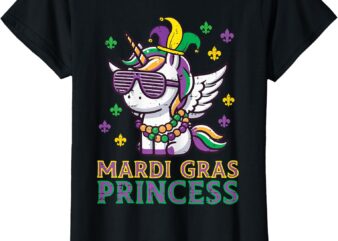 Mardi Gras Princess Unicorn Fat Tuesday Girls Kids Toddler T-Shirt