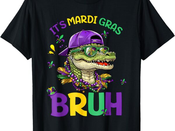 Mardigator alligator bruh mardi gras costume teens boys t-shirt