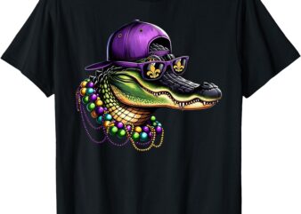 Mardigator Mardi Gras Costume Alligator Carnival Boys Kids T-Shirt