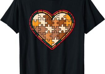 Melanin Heart Puzzle Black History American Afro Motivation T-Shirt