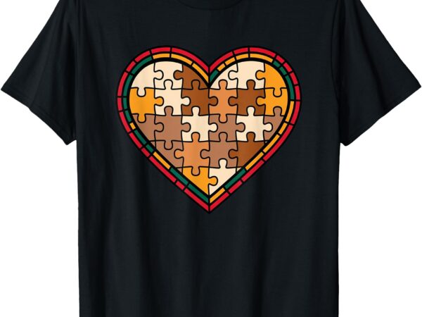 Melanin heart puzzle black history american afro motivation t-shirt