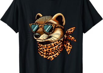 Mongoose Wearing Leopard Scarf Animal Wearing Sunglasses T-Shirt