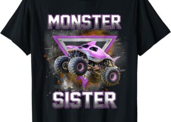 Monster Truck Sister Shark Monster Truck Are My Jam Truck T-Shirt