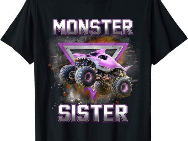 Monster truck sister shark monster truck are my jam truck t-shirt