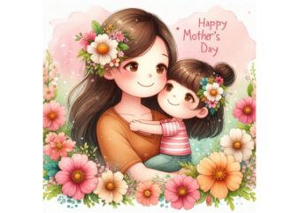 Trendy Mother’s Day Watercolour Graphics t-shirt design jpeg design