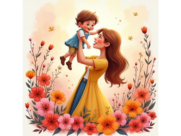 Colourful mother’s day watercolour t-shirt design download instantly