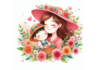 Trendy Mother’s Day Watercolour Graphics t-shirt design jpeg designs