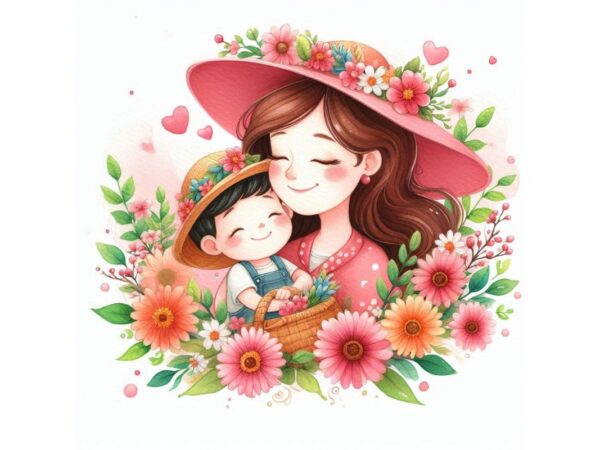 Trendy mother’s day watercolour graphics t-shirt design jpeg designs