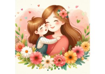 Mother’s Day Watercolour Illustration t shirt designs for sale