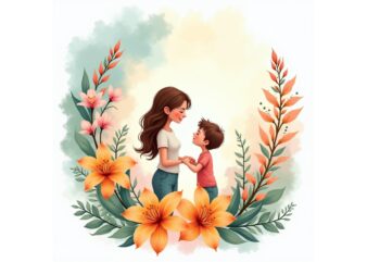 Mother’s Day Watercolour Illustration t shirt designs for sale