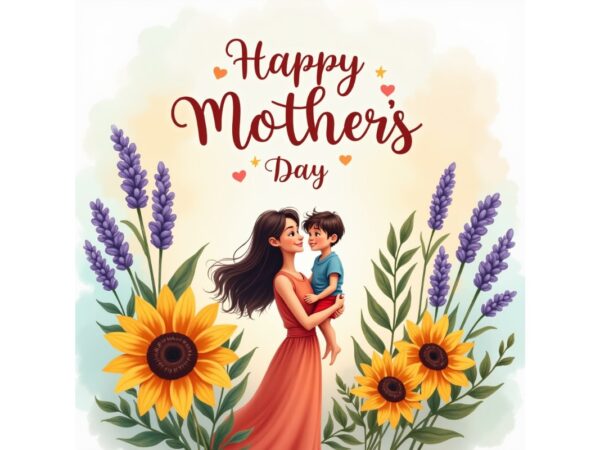 Colourful mother’s day watercolour t-shirt design download instantly