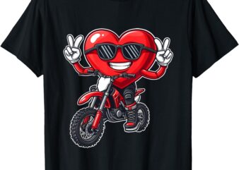 Motocross Heart Dirt Bike Valentines Day Motorcycle Men Boys T-Shirt