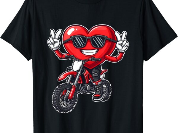 Motocross heart dirt bike valentines day motorcycle men boys t-shirt