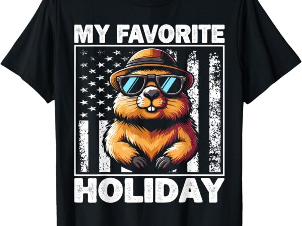 My favorite holiday ground hog usa flag groundhog day t-shirt