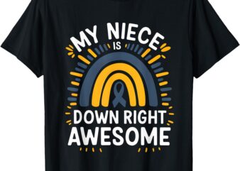 My Niece Is Down Right Perfect Down Syndrome Rainbow T-Shirt