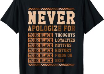 Never Apologize Black History Month Melanin African American T-Shirt