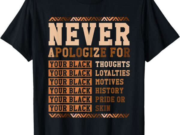 Never apologize black history month melanin african american t-shirt