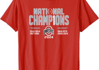 Ohio State Buckeyes National Champs 2024 CFP Number 1 Red T-Shirt