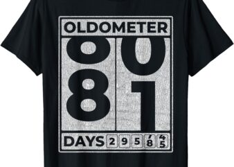 Oldometer 81 Funny 81st Birthday Gift 81 Year Old T-Shirt