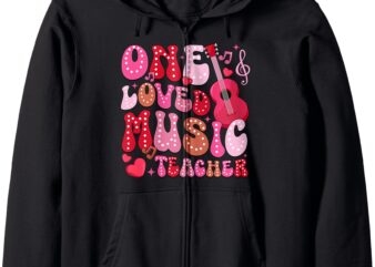 One Loved Music Teacher Music Class Valentine’s Day Zip Hoodie