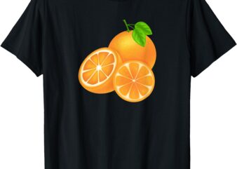 Orange Citrus Fruit with Leaves Orange Orange T-Shirt