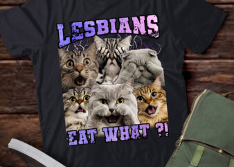 PA35 Lesbians Eat What?! Funny Cat Gay Pride LGBTQ Pun