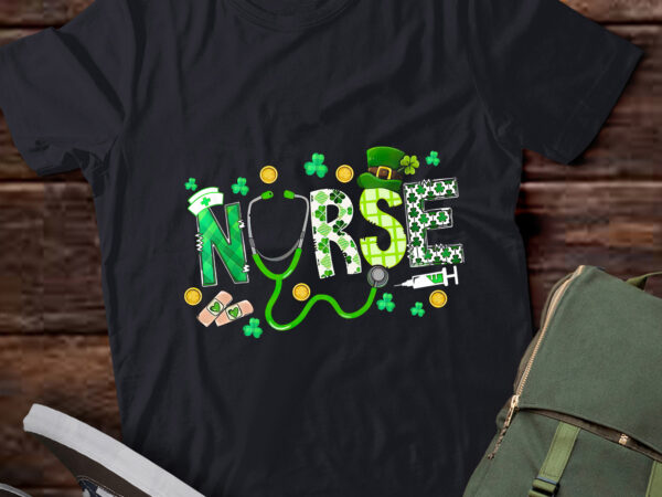 Pa66-irish nurse st patricks day shamrock stethocsope t shirt illustration