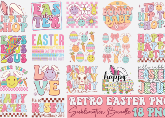 Retro Easter PNG Sublimation Bundle