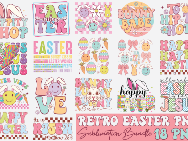 Retro easter png sublimation bundle t shirt design online