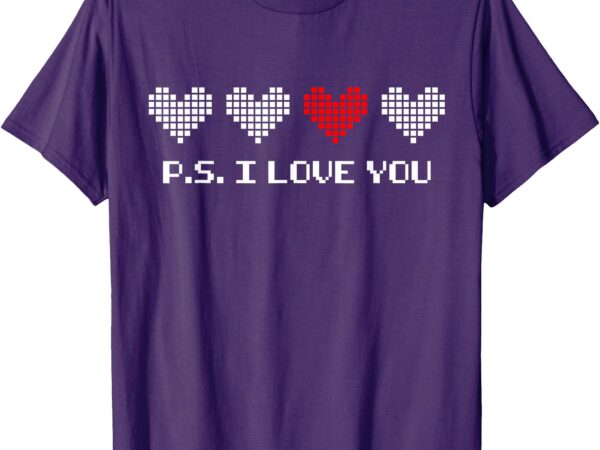 Ps i love you day valentine’s day purple heart boys kids t-shirt