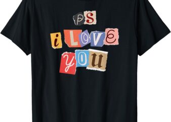 PS_ I Love You Paper Cutout Valentine’s Day Purple Vintage T-Shirt