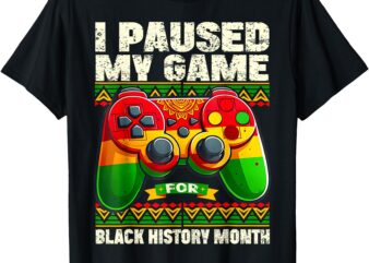 Pause For Black History Month Boys Kids Gamer Video Gaming T-Shirt