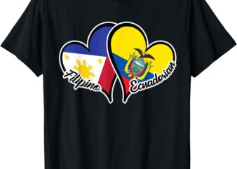 Philippines Ecuador Flag Heart Half Filipino Half Ecuadorian T-Shirt