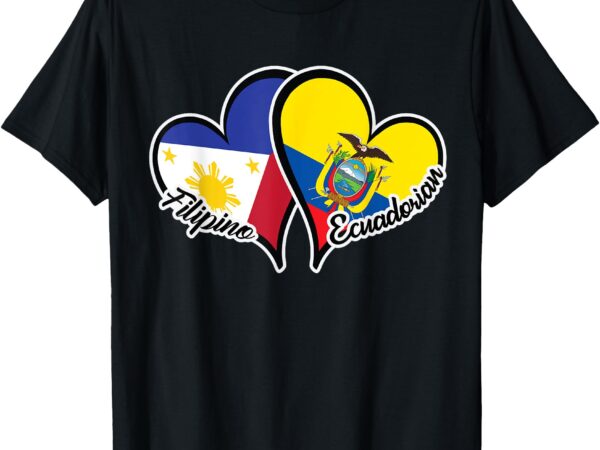 Philippines ecuador flag heart half filipino half ecuadorian t-shirt