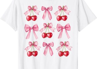 Pink Coquette Bow Cherry Valentines Day Sweater Women Girls T-Shirt