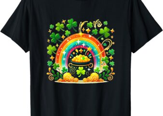 Pot of Gold & Rainbow Luck St Patrick Day Irish T-Shirt