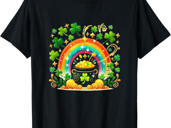 Pot of gold & rainbow luck st patrick day irish t-shirt