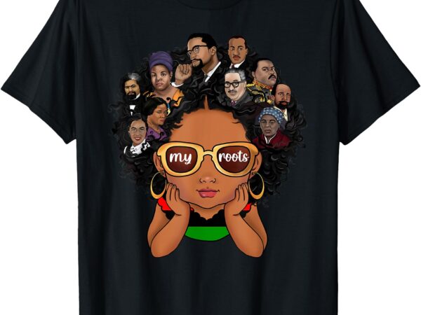 Pride afro melanin girl kids black history month t-shirt