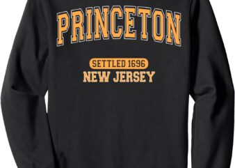 Princeton New Jersey Settled 1696 Retro Arched Pale Orange Sweatshirt