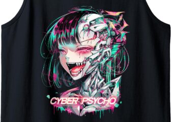 Psychedelic Cyberpunk Trippy Rainbow Cyber Psycho Tank Top