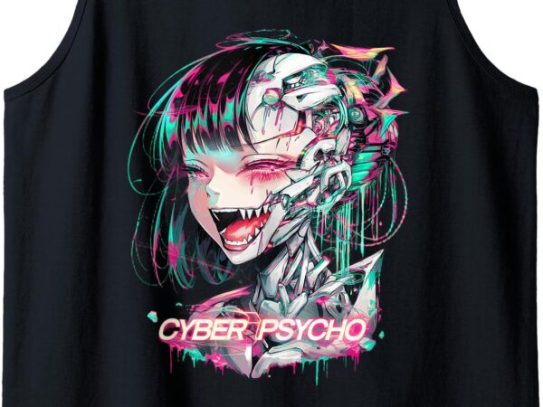 Psychedelic cyberpunk trippy rainbow cyber psycho tank top t shirt illustration