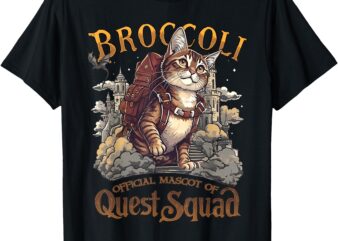 Quest Fantasy Squad Broccoli Funny Cat Fantasy Book Bookish T-Shirt