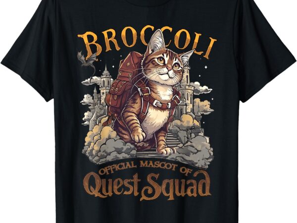 Quest fantasy squad broccoli funny cat fantasy book bookish t-shirt