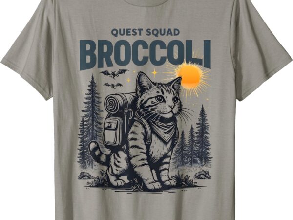 Quest fantasy squad broccoli funny cat lover for men women t-shirt