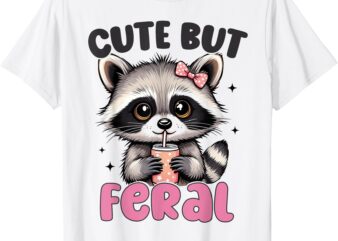 Raccoon Cute But Feral Toddler Girls Funny Raccoon Lover T-Shirt