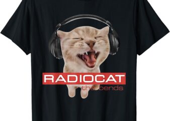 Radiocat The Bends Funny Music Cat Meme Cat Mom Cat Lover T-Shirt